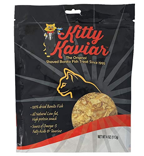 Kitty Kaviar All Natural Shaved Bonito Fish Treat for Cats, 4 Ounces