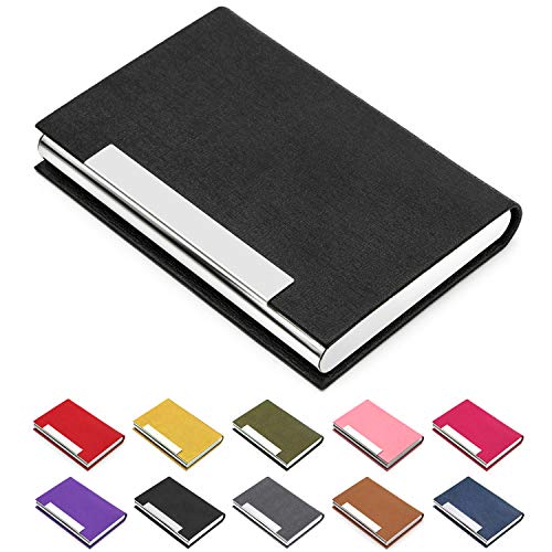 Padike Business Card Holder/ Case Professional PU Leather & Stainless Steel Multi Wallet Credit Card ID Case/Holder for Men & Women. (Black)