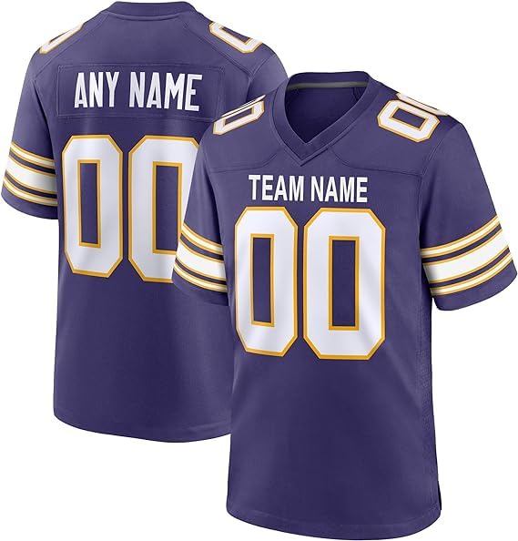 Custom Football Stitched Jerseys for Men/Youth/Toddler Customizable Name Number Uniform Personalize give Gifts to Fans (Purple Classic)
