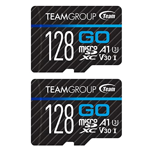 TEAMGROUP GO Card 128GB x 2 Pack Micro SDXC UHS-I U3 V30 4K for GoPro & Action Cameras High Speed Flash Memory Card with Adapter for Outdoor, Sports, 4K Shooting TGUSDX128GU364
