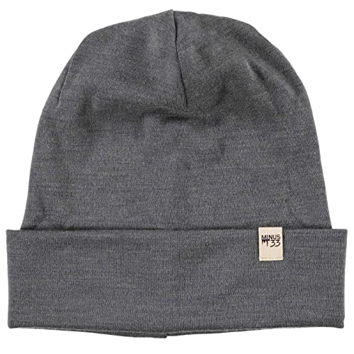 100% Merino Wool Ridge Cuff Beanie - Unisex Warm Winter Hat - Charcoal Gray