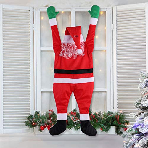 TOLOCO 4.1 FT Hanging Santa Claus, Christmas Decorations, Christmas Ornaments for Roof, Porch, Gutter, Balcony, Christmas Decor Outdoor and Indoor