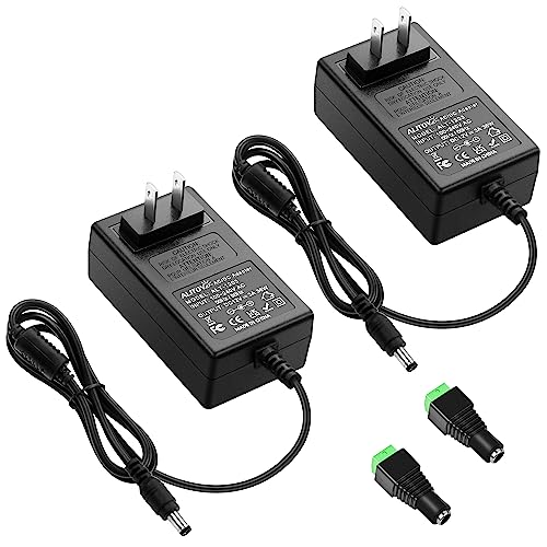 ALITOVE 12V Power Supply 12 Volt 3A 36W AC/DC Adapter DC 12V Power Cord 12V 2.5A 2A AC to DC Converter with 5.5x2.5mm Tip for Baby Brew Bottle Warmer 3D Printer Camera Wireless Router, 2-Pack