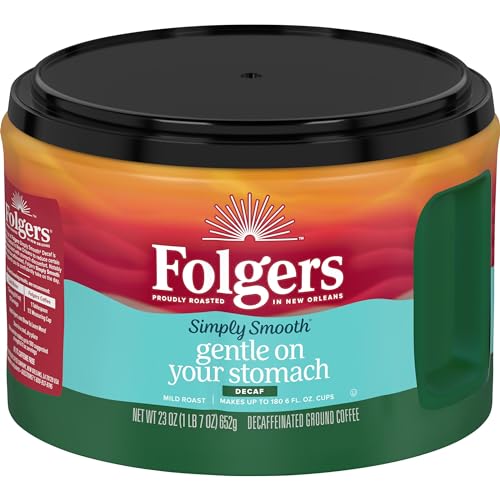 Folgers Simply Smooth Decaf Mild Roast Ground Coffee, 23 Ounces (Pack of 6)