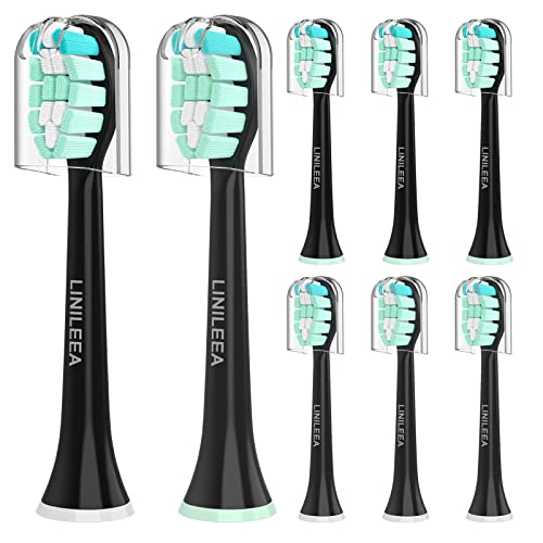Toothbrush Replacement Heads Compatible with AquaSonic Black Series Tooth Brush, for Black Series Pro, Vibe Series, Duo Series Pro, Electric Toothbrush Refills 8 Pack (Black)