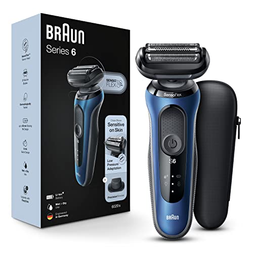 Braun Electric Razor for Men, Series 6 6020s SensoFlex Wet & Dry Foil Shaver with Precision Beard Trimmer, Rechargeable with Travel Case