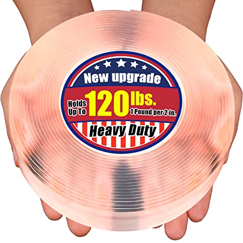 PHIXBEAR Extra Large 1.2' x 240' Super Heavy Duty Double Sided Mounting Tape, Clear & Tough Nano Strong Adhesive Tape
