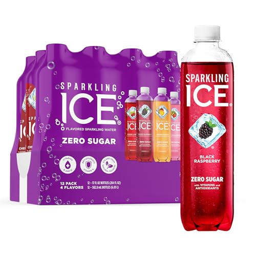 Sparkling Ice Purple Variety Pack, Flavored Water, Zero Sugar, with Vitamins and Antioxidants, 17 fl oz, 12 count (Black Raspberry, Cherry Limeade, Orange Mango, Kiwi Strawberry)