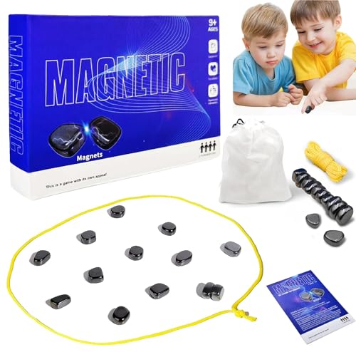 Magnetic Chess Game, Multiplayer Magnet Board Game with Stones, Strategy Table Top Magnet Game,Portable Magnetic Battle Chess with Storage Bag, Fun Chess Board Family Games