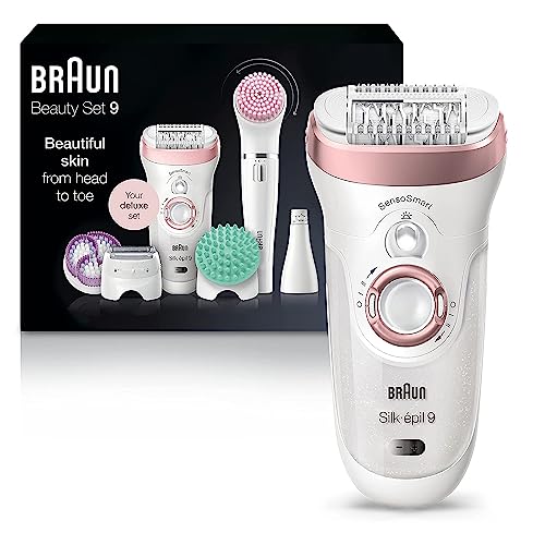 Braun Epilator Silk-épil 9 9-985, Facial Hair Removal for Women, Hair Removal Device, Shaver, Cordless, Rechargeable, Wet & Dry, Facial Cleansing Brush