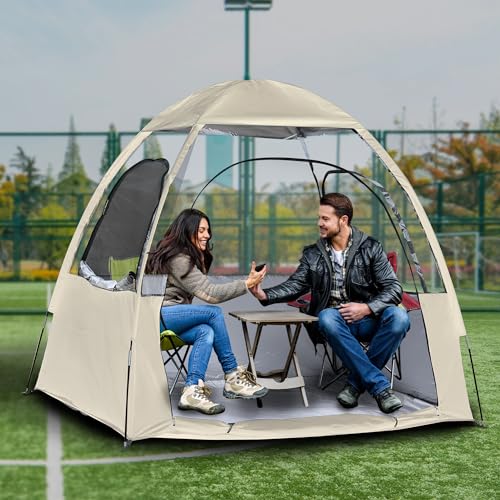 MAIZOA Sports Tent, Extra Large 2-3 Person Outdoor Bubble Tent, Transparent Waterproof Tent, Outdoor Double Soccer Tent, Rain Shelter for Watching Sporting Events, Camping, Fishing(Khaki)