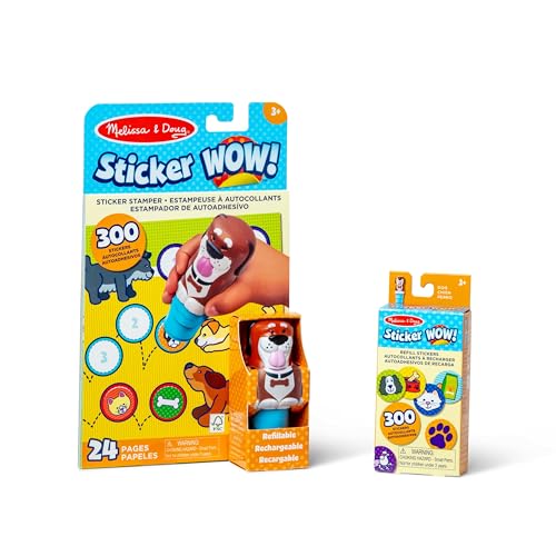 Melissa & Doug Sticker Wow! Dog Bundle: Sticker Stamper, 24-Page Activity Pad, 600 Total Stickers, Arts and Crafts Fidget Toy Collectible Character