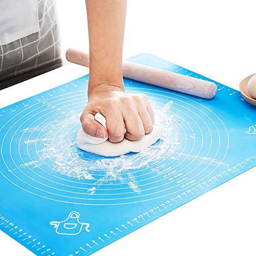 LIMNUO Silicone Pastry Mat Extra Thick Non Stick Baking Mat Non Stick Rolling Dough with Measurements-Non Slip,Kneading Mat, Counter Mat,Dough Rolling Mat,Oven Liner,Pie Crust Mat