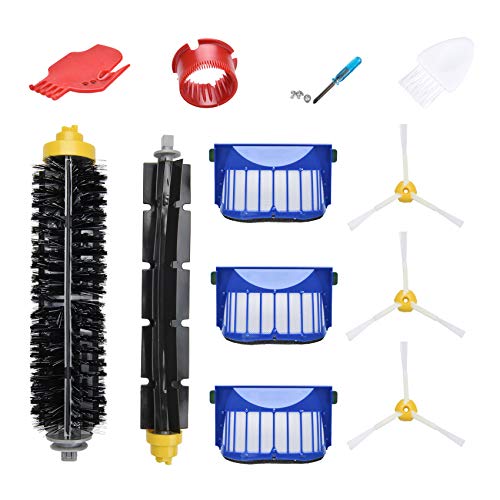 LOVECO Replacement Parts Kit for iRobot Roomba 600 Series 694 692 690 614 680 660 651 650 & 500 Series 595 585 564 552,3 Filter,3 Side Brush,1 Pairs Bristle and Flexible Beater Brush