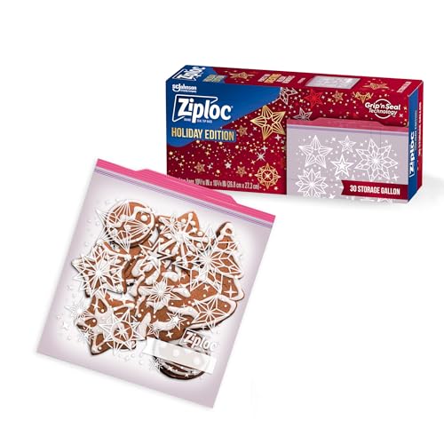 Ziploc Gallon Food Storage Bags, Holiday Packaging May Vary, 30 Count (Pack of 4)
