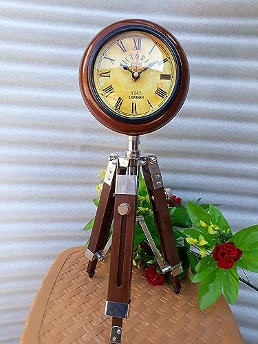 Mergex Vintage Desk Clock Tripod Stand Clock for Bedroom Living Room Home Kitchen Dining Room
