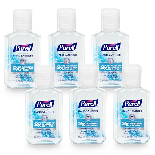 Purell Advanced Hand Sanitizer Refreshing Gel, Clean Scent, 2 fl oz Travel Size Flip Cap Bottle (Pack of 6) – 3155-04-EC