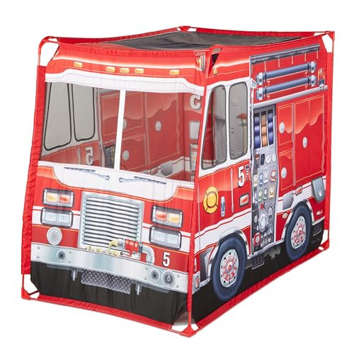 Melissa & Doug Fire Truck Play Tent Role Play Firefighter Tent, Fire Truck Tent for Kids Ages 3+