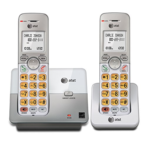 AT&T EL51203 2 Handset DECT 6.0 Cordless Home Phone Full-Duplex Handset Speakerphone, Backlit Display, Lighted Keypad, Caller ID/Call Waiting, Phonebook, Eco Mode, Voicemail Key, Quiet Mode,Intercom