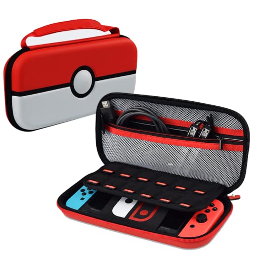 SEAFER Carrying Case for Nintendo Switch / OLED, Pokemon Cute Travel Case Protective Hard Bag for Nintendo Switch Console Accessories