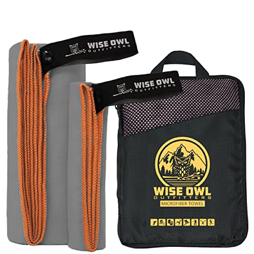 Wise Owl Outfitters Camping Towel Ultra Soft Compact Quick Dry Microfiber - Great for Fitness, Hiking, Yoga, Travel, Sports, Backpacking & The Gym - Free Bonus Hand Towel 30x60 GY