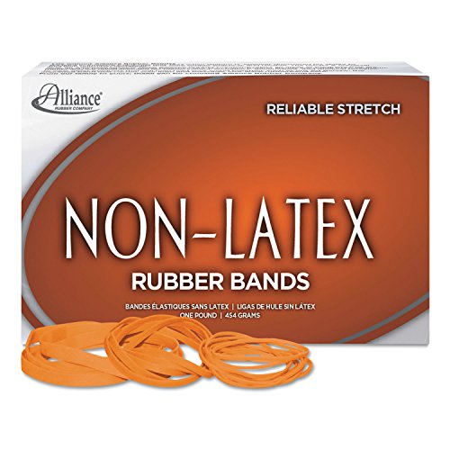 Alliance Rubber 37646#64 Non-Latex Rubber Bands, 1 lb Box Contains Approx. 380 Bands (3 1/2' x 1/4', Orange)