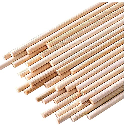 HOPELF 25PCS Dowel Rods Wood Sticks Wooden Dowel Rods - 1/4 x 12 Inch Bamboo Sticks - for Crafts，Hardwood Dowel Rod Assortment，Wooden Rod Sticks Doweling Rods， Cake Dowels and DIYers.