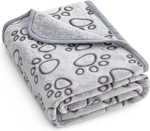 Stuffed Premium Soft Dog Blanket Washable, 40'x32' Cat Blanket for Indoor Cats Large Medium Small Dog Gifts (Grey)