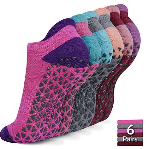Non Slip Yoga Socks with Grips for Pilates, Ballet, Barre, Barefoot,Bikram,Hospital Anti Skid Socks for Women and Men