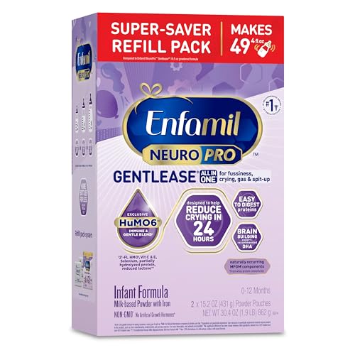 Enfamil NeuroPro Gentlease Baby Formula, Brain Building DHA, HuMO6 Immune Blend, Designed to Reduce Fussiness, Crying, Gas & Spit-up in 24 Hrs, Gentle Infant Formula Powder, Baby Milk, 30.4 Oz Refill
