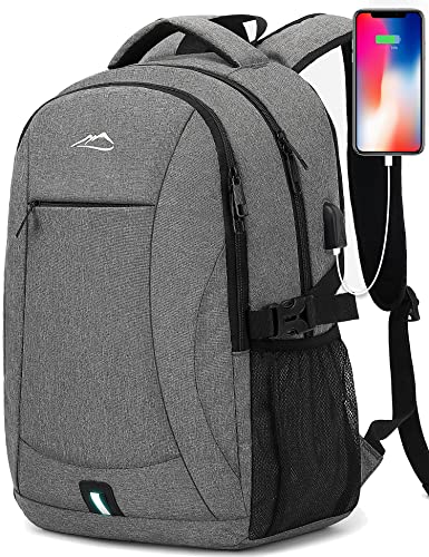 ProEtrade Laptop Backpack, Business Travel Anti Theft Bookbag with USB Charging Port for College Work Computer Bag Daypack Fit 15.6 Inch Notebook, Gifts for Men Women (Grey)