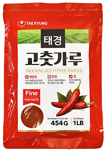 Taekyung Chili Powder For Paste (Fine, 1LB) - Korean Gochugaru. Red Pepper Spice Seasoning for Asian Food. MSG Free.