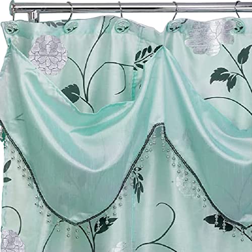 Popular Bath 705942 Shower Curtain with Valance, Avantie Collection, 70' x 72', Aqua