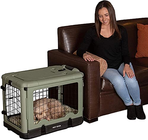 Pet Gear “The Other Door” 4 Door Steel Crate for Dogs/Cats with Garage-Style Door, Includes Plush Bed + Travel Bag, No Tools Required, 3 Models, 3 Colors