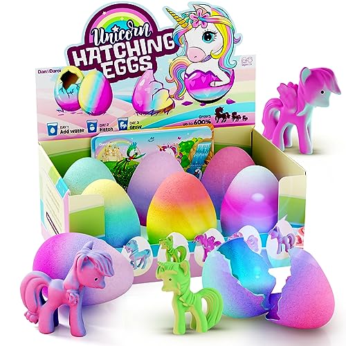Dan&Darci Easter Unicorn Hatching Surprise Eggs for Kids - 6 Pack - Grows 600% - Unicorn Toys for Girls & Boys Age 3-8 - Gift Ideas and Party Favors for 3+ Year Old Girl - Gifts for Ages 3 4 5 6 7 8