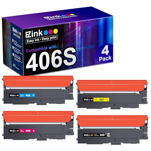 E-Z Ink (TM Compatible Toner Cartridge Replacement for Samsung 406 406S CLT-K406S CLT-C406S CLT-M406S CLT-Y406S to use with Xpress C460W C410W (1 Black, 1 Cyan, 1 Magenta, 1 Yellow, 4 Pack)