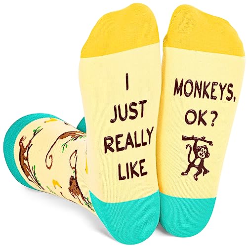 HAPPYPOP Funny Monkey Gifts for Men Women Monkey Gifts for Monkey Lovers, Novelty Monkey Socks Crazy Silly Socks
