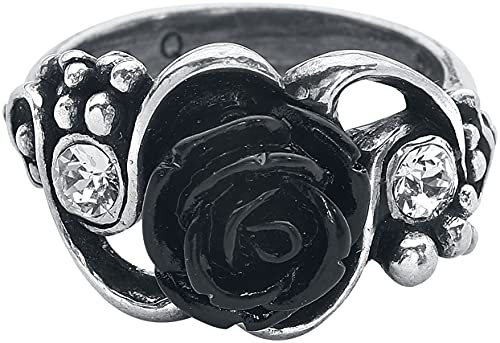 Alchemy Gothic Romantic Dark Desire Clear Crystal Bacchanal Rose Ring - Size T/9.5