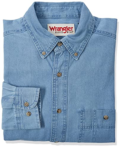 Wrangler mens Denim button down shirts, Denim, 3X Tall US