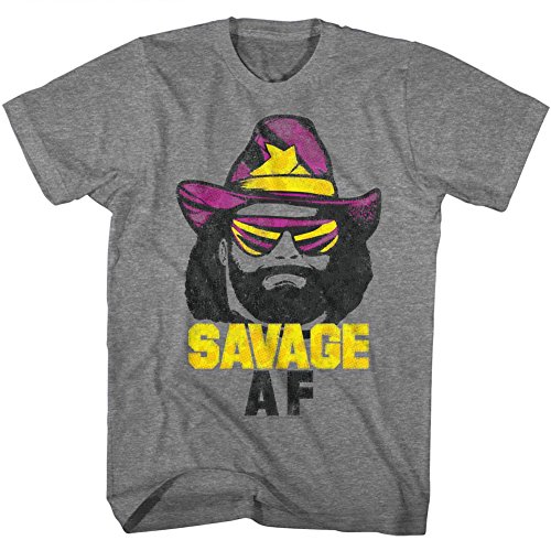 American Classics Macho Man 1980's Heavyweight Wrestler Savage Adult T-Shirt Tee Graphite Heather