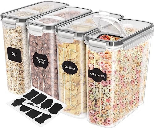 Utopia Kitchen Cereal Containers Storage - 4 Pack Airtight Food Storage Containers & Cereal Dispenser For Pantry Organization And Storage - Canister Sets For Kitchen Counter