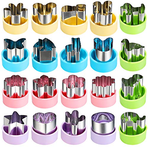 1.5' Vegetable Cutter Shapes Set - Mini Cookie Cutters Fruit Cookie Pastry Stamps Mold for Kids Baking and Food Supplement Tools Accessories (20pack)