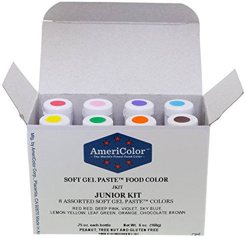 Food Coloring AmeriColor Soft - Gel Paste Junior Kit, 8 Colors, .75 Ounce Bottles