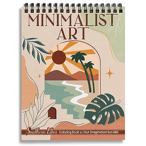 Minimalist Art Coloring Book Spiral Bound with Basic Abstract Design Aesthetic Shapes Simplicity Styles Hardcover Adult Color Pages for Women Seniors Girls to Relax Relieve Stress