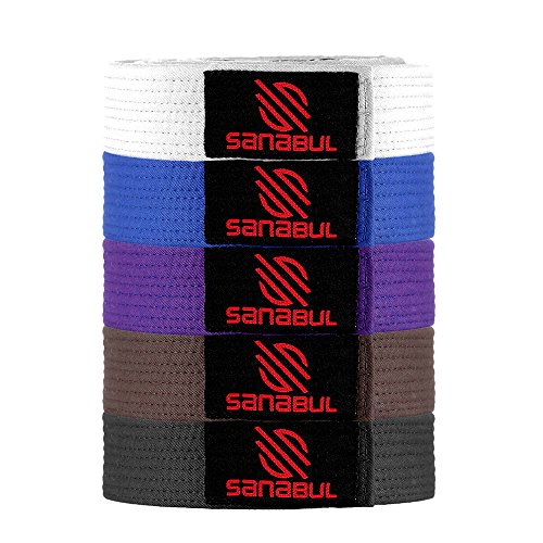 Sanabul BJJ Belt Men & Women | Brazilian Jiu Jitsu Belt with Ranking Stripes Sleeve Bar | Kids Jiu Jitsu Gi | IBJJF Approved (Blue,A1)