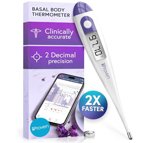 Digital Basal Body Thermometer, 1/100th Degree High Precision, Quick 60-Sec Reading, Memory Recall, Accurate BBT Thermometer for Natural Ovulation Tracking by iProven