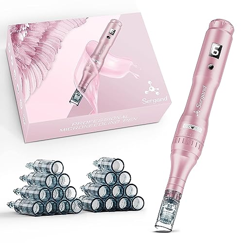 Professional Cordless Microneedling Pen with 20 Replacement Cartridges - Adjustable Micro Needling Professional Microneedle Machine,6pcs 16pin+6pcs 36pin+6pcs 42pin+2pcs Nano.Rose Glod