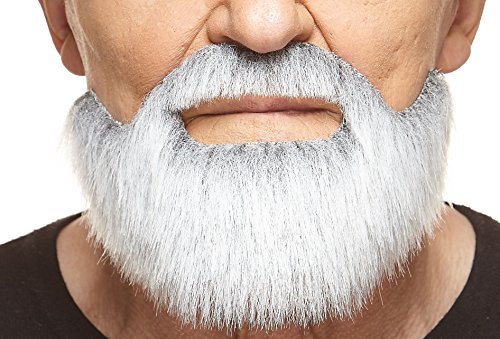 Mustaches Self Adhesive, Novelty, Short Boxed Fake Beard, False Facial Hair, Costume Accessory for Adults, Gray with White Color