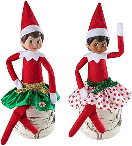 The Elf on the Shelf Party Skirt Set - 2 Holiday Skirt Combo - Dress Up Your Girl Elf for Holiday Parties Green