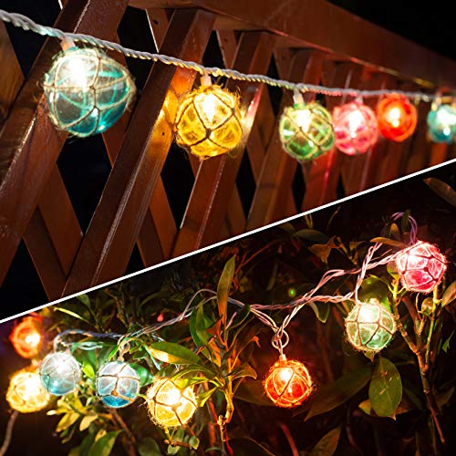Nautical Fishing Float String Lights, Beach Themed Buoy String Lights Set of 10 Multicolor String Lights for Indoor Home Decor and Outdoor Patio Decorations